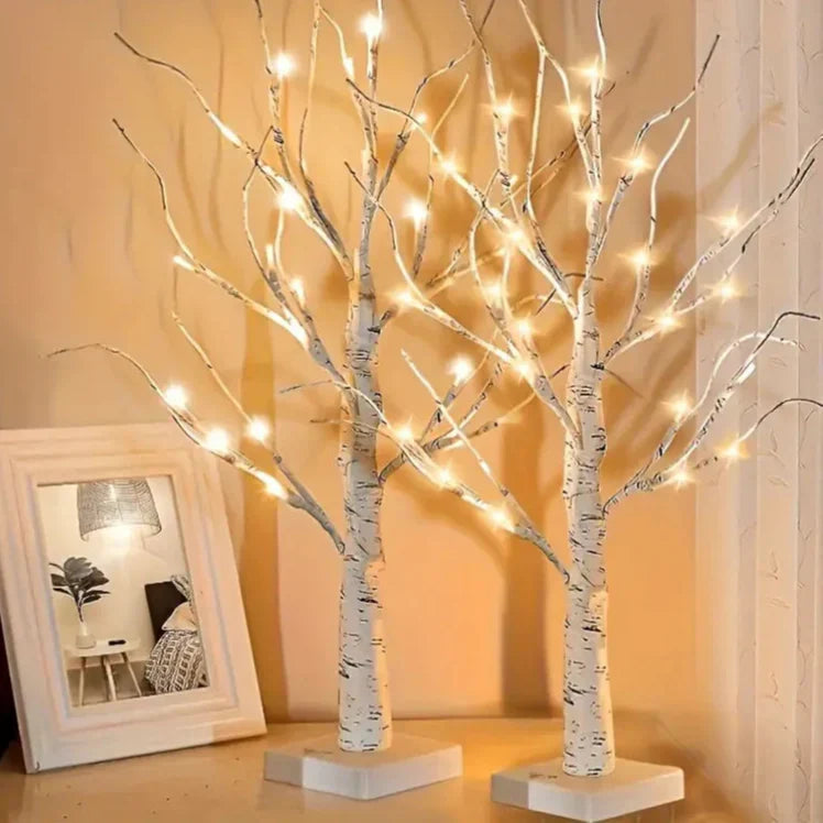 Ozdobne kształcie brzozy lampki LED – Zestaw 2 sztuk