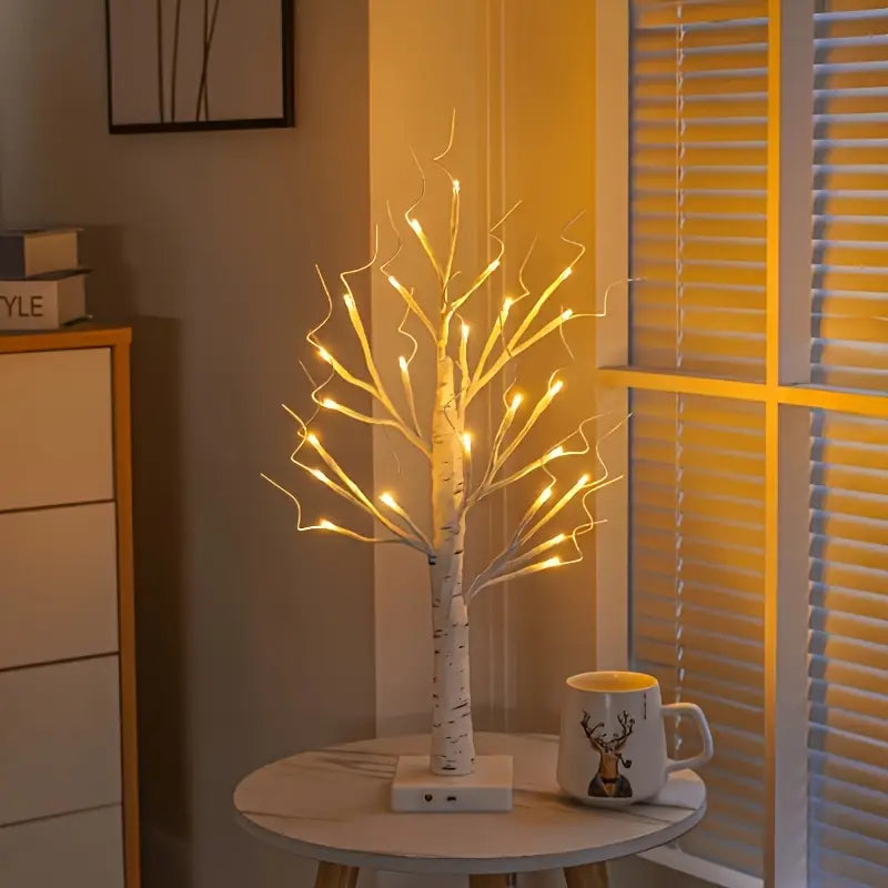 Ozdobne kształcie brzozy lampki LED – Zestaw 2 sztuk