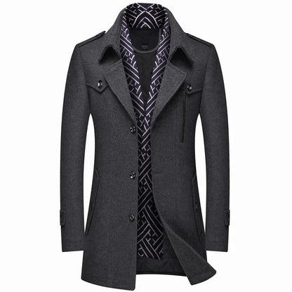 Płaszcz zimowy męski slim fit - miękka podszewka