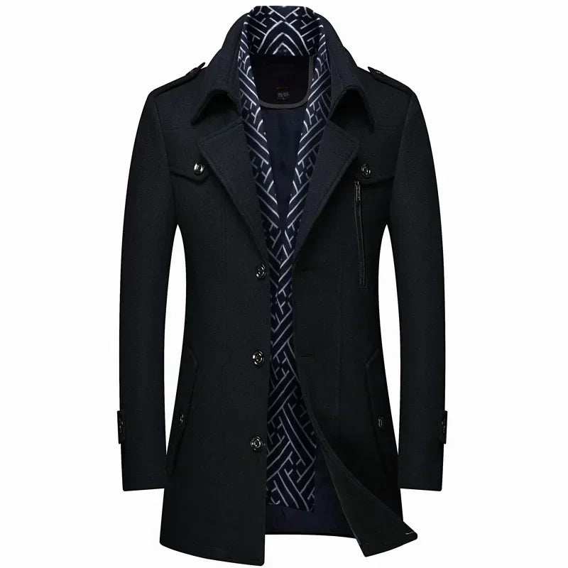 Płaszcz zimowy męski slim fit - miękka podszewka