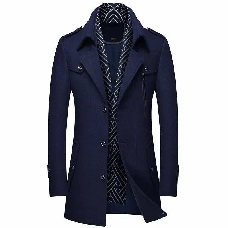 Płaszcz zimowy męski slim fit - miękka podszewka