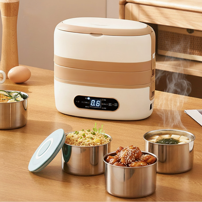 Podgrzewacz do Jedzenia Elektryczny Lunch Box ze Stali Nierdzewnej i Pojemnikami Electronic Lunchbox
