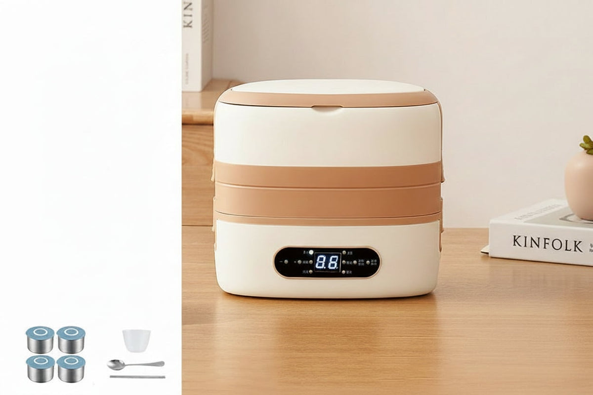 Podgrzewacz do Jedzenia Elektryczny Lunch Box ze Stali Nierdzewnej i Pojemnikami Electronic Lunchbox