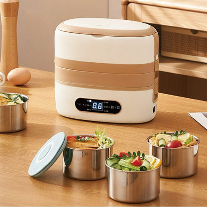Podgrzewacz do Jedzenia Elektryczny Lunch Box ze Stali Nierdzewnej i Pojemnikami Electronic Lunchbox