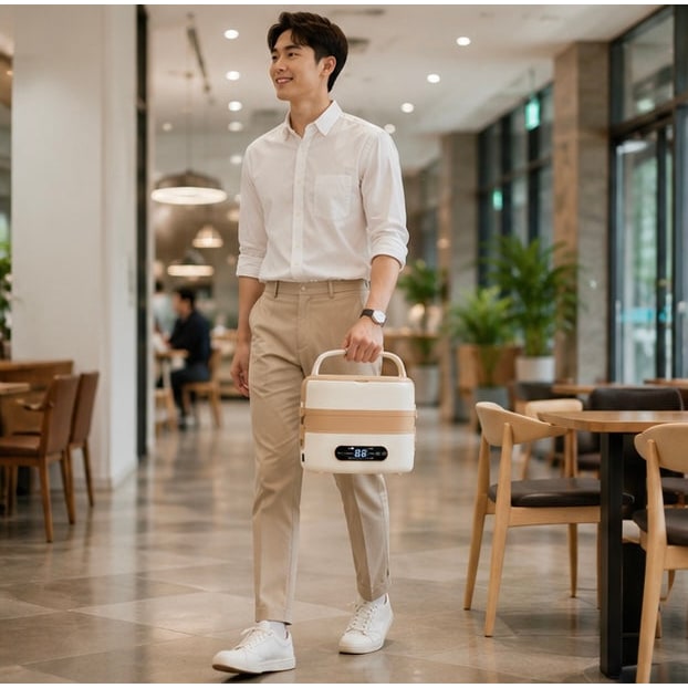 Podgrzewacz do Jedzenia Elektryczny Lunch Box ze Stali Nierdzewnej i Pojemnikami Electronic Lunchbox