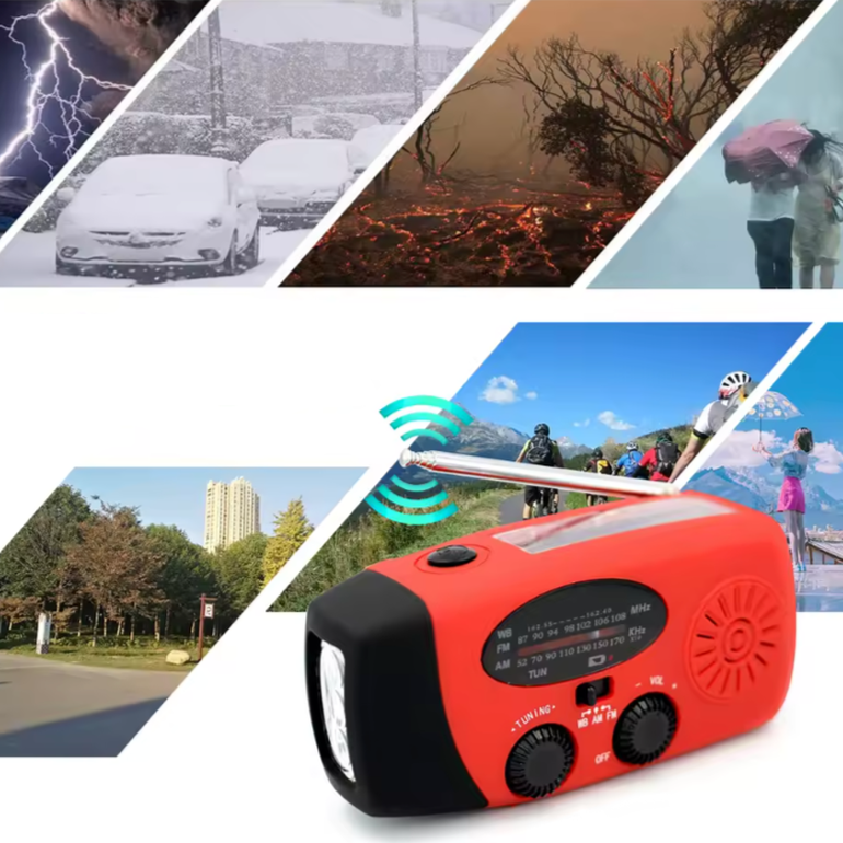 Radio awaryjne z korbą ręczną i zasilaniem słonecznym – Kompaktowe i wytrzymałe do użytku na zewnątrz