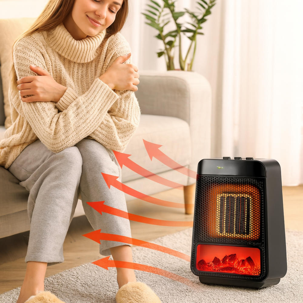 Regulowany Elektryczny Grzejnik Ceramiczny z Termostatem – Mobilny Ogrzewacz do Pomieszczeń