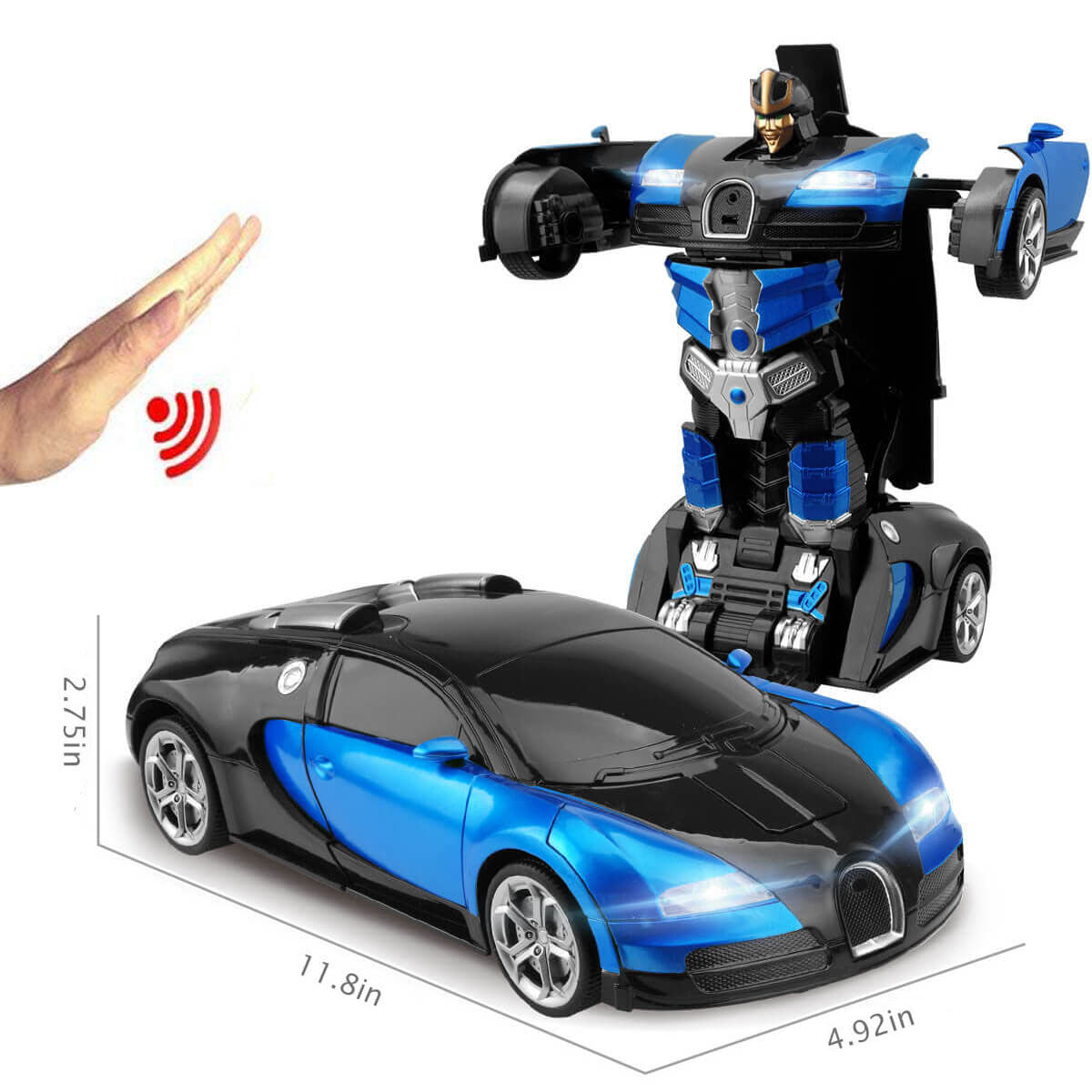 Samochód zdalnie sterowany 2 w 1 z funkcją transformacji – pojazd zdalnie sterowany z diodami LED, muzyką i funkcją tran
