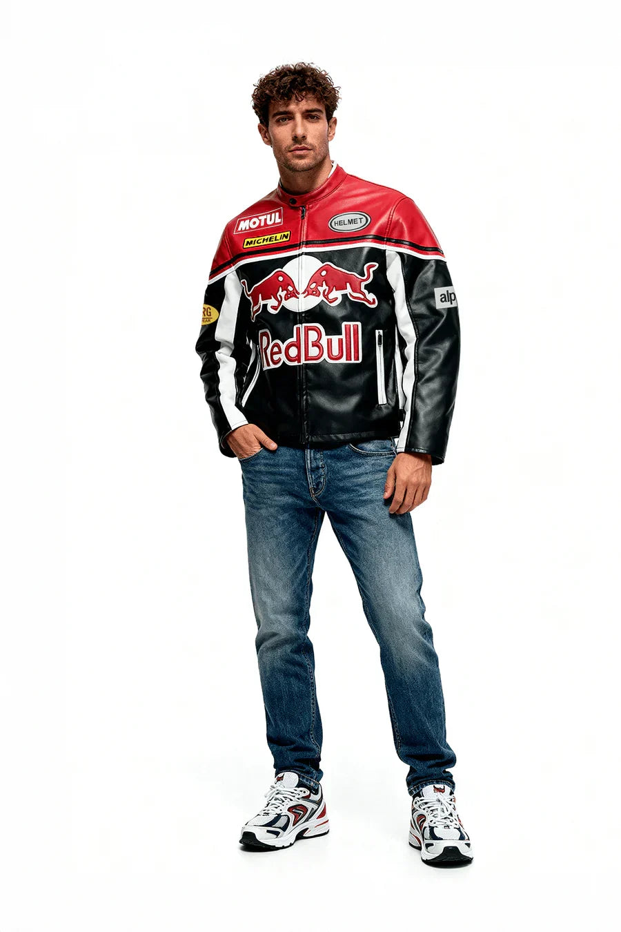 Skórzana kurtka Red Bull Vintage Racing – unisex – retro