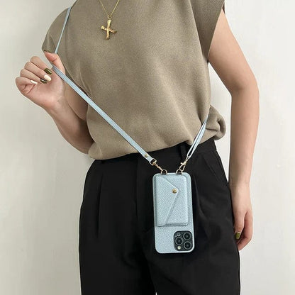 Skórzane etui na telefon z paskiem na ramię