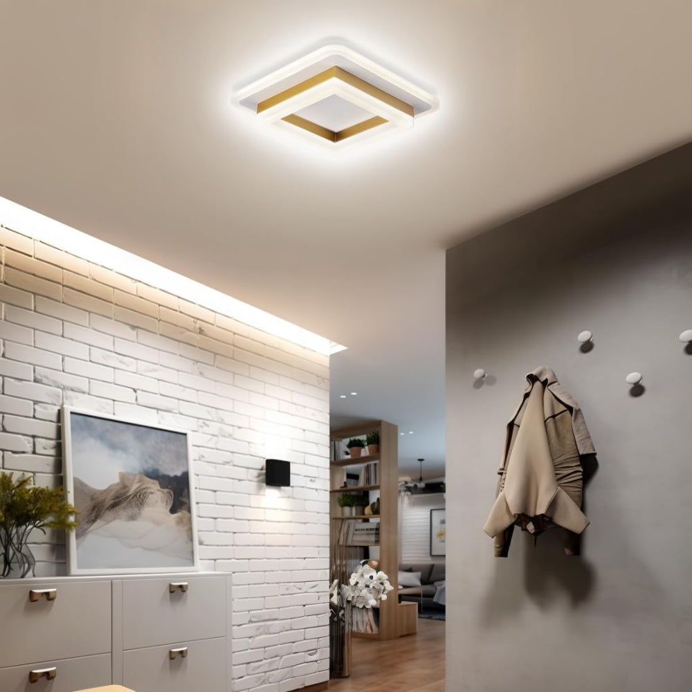 Smukła kwadratowa nowoczesna lampa sufitowa LED – kompaktowy plafon