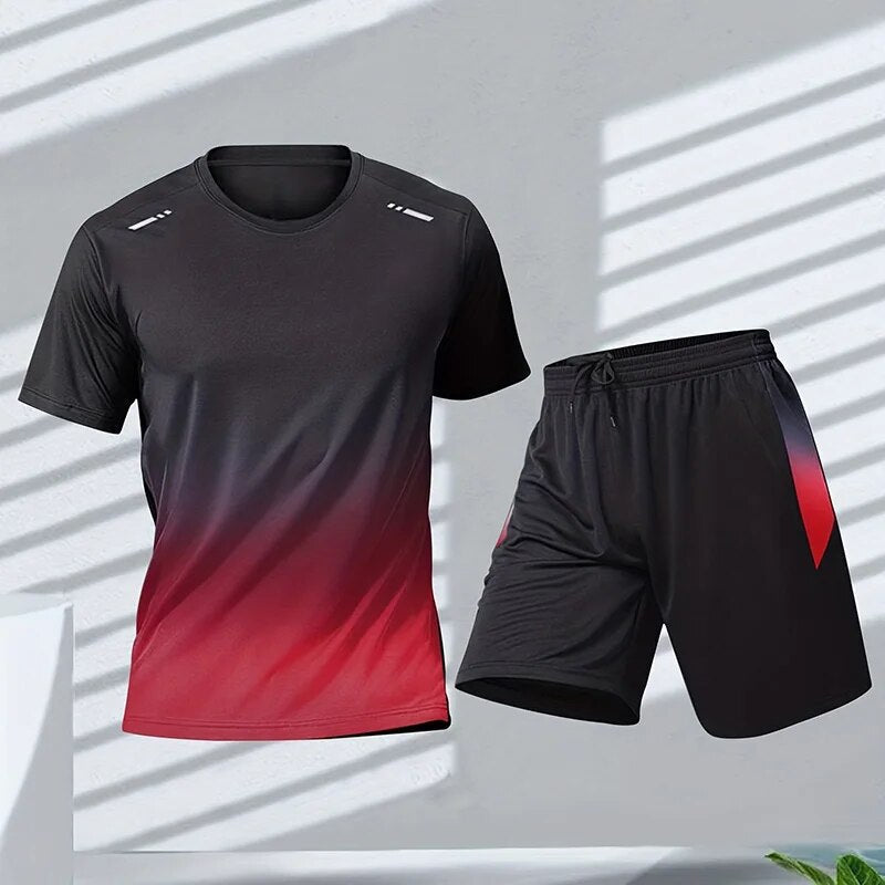 Sportowy Zestaw Męski z Nadrukiem Gradientowym