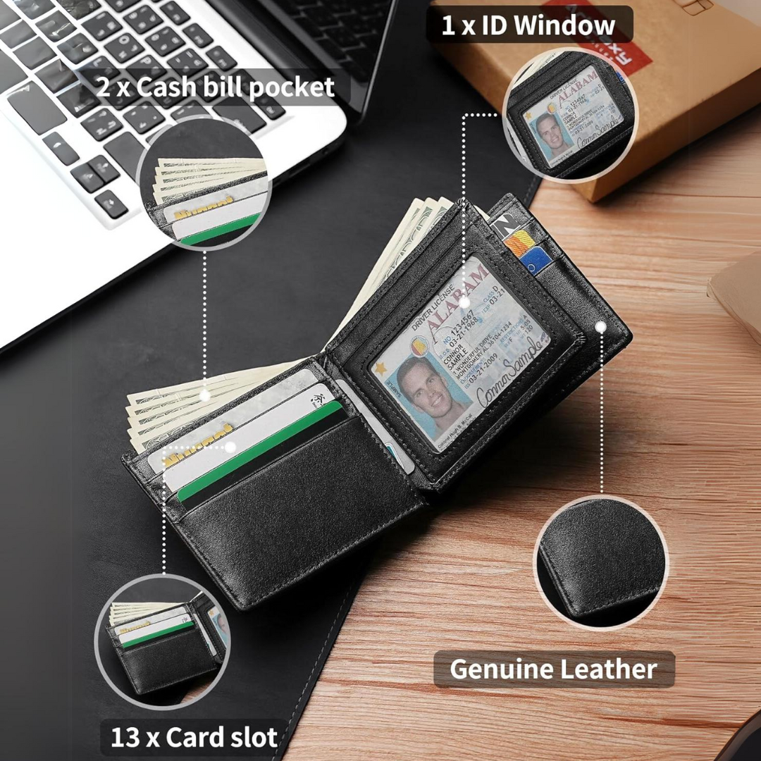 StitchCraft – skórzany portfel męski RFID