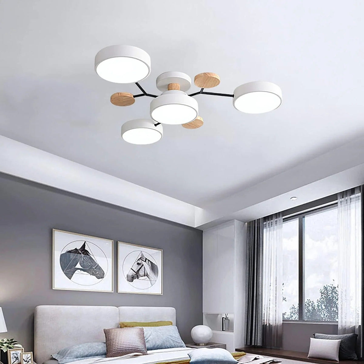 Subtelna geometryczna okrągły lampa sufitowa LED do nowoczesnych pomieszczeń