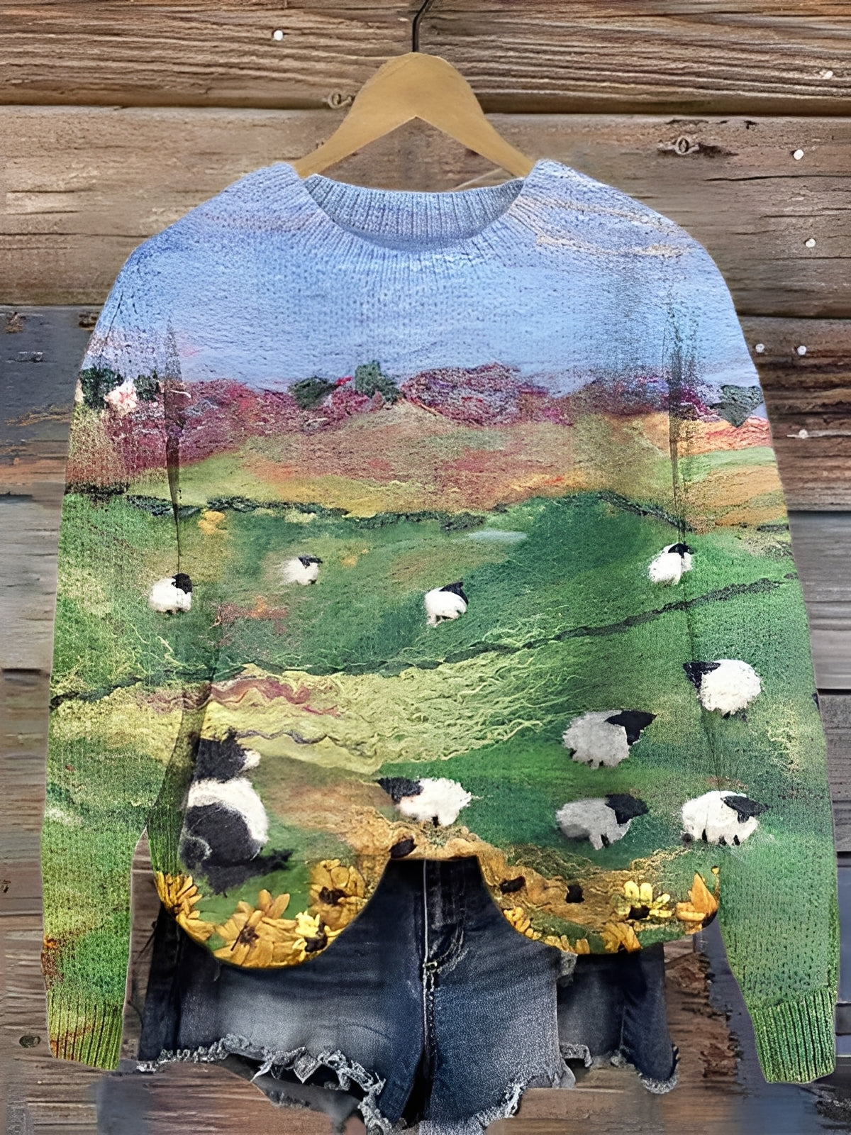 Sweter Damski Tawnee z Zabawnym Nadrukiem Owcy - Stylowy i Ciepły