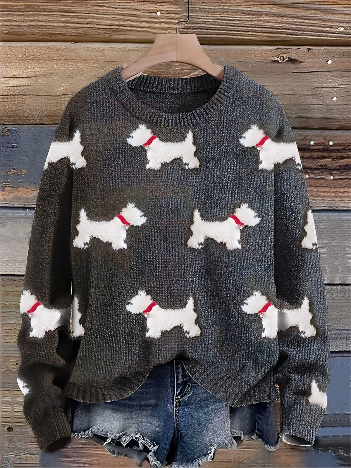 Sweter Damski Tawnee z Zabawnym Nadrukiem Owcy - Stylowy i Ciepły