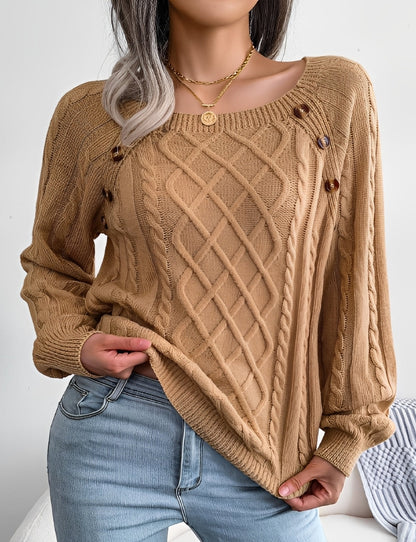 Sweter Damski z Guzikami - Stylowy Komfort na Co Dzień