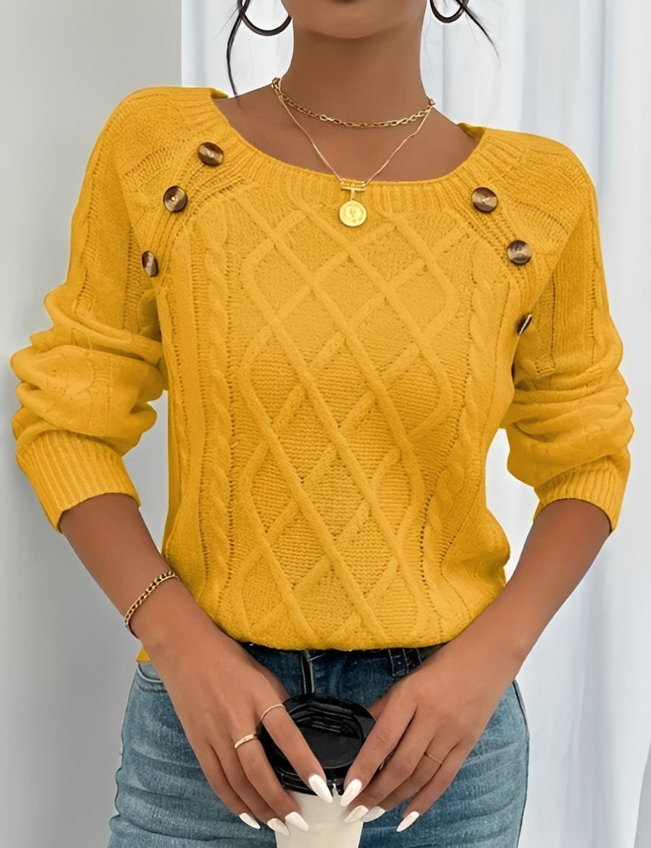 Sweter Damski z Guzikami - Stylowy Komfort na Co Dzień