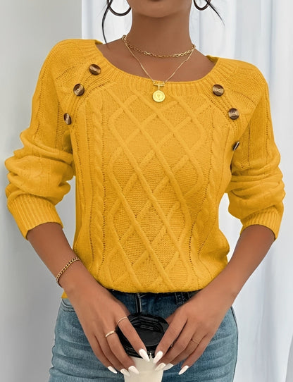 Sweter Damski z Guzikami - Stylowy Komfort na Co Dzień