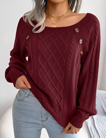 Sweter Damski z Guzikami - Stylowy Komfort na Co Dzień