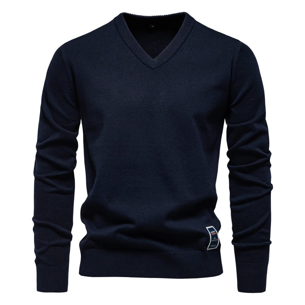 Sweter męski w serek - długi rękaw, klasyczny krój