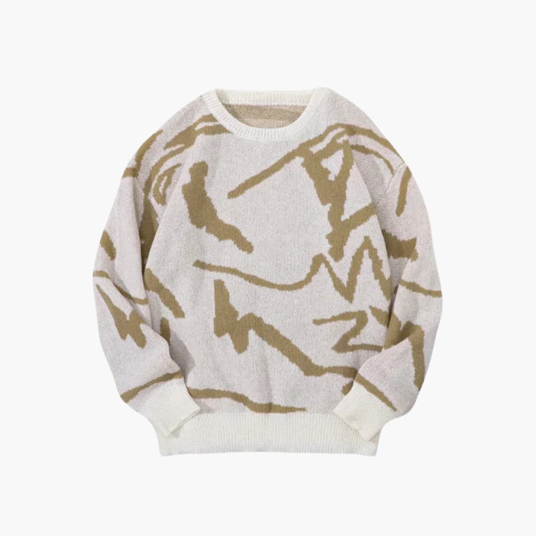Sweter męski z abstrakcyjnym wzorem - ściągacze