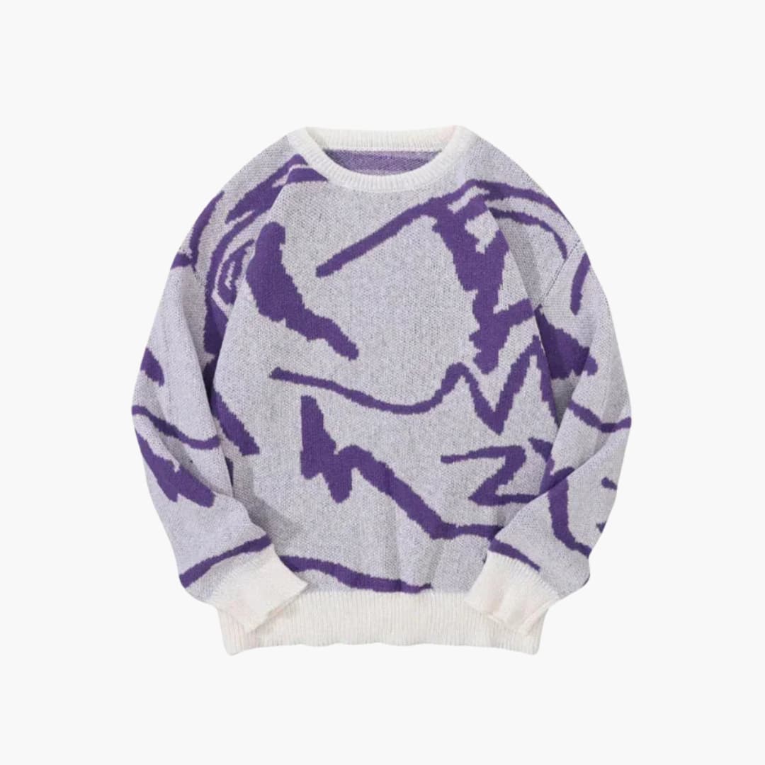 Sweter męski z abstrakcyjnym wzorem - ściągacze