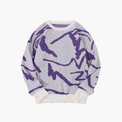 Sweter męski z abstrakcyjnym wzorem - ściągacze