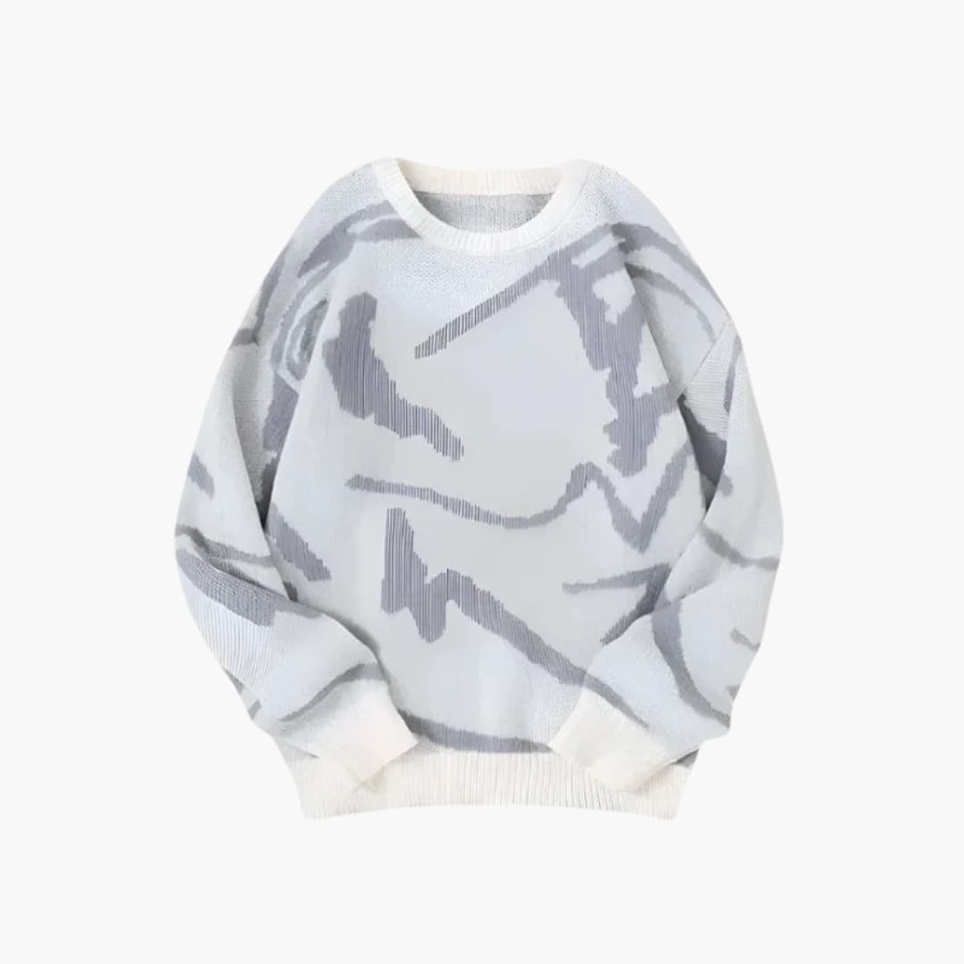 Sweter męski z abstrakcyjnym wzorem - ściągacze