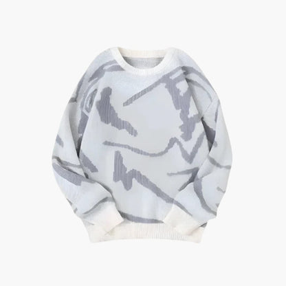 Sweter męski z abstrakcyjnym wzorem - ściągacze