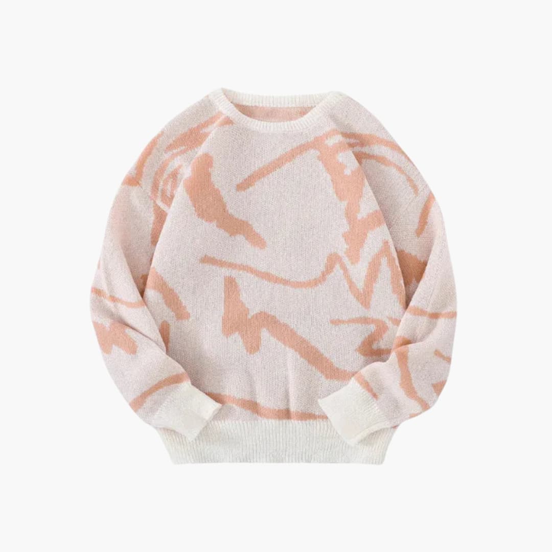 Sweter męski z abstrakcyjnym wzorem - ściągacze