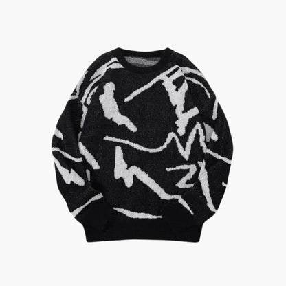Sweter męski z abstrakcyjnym wzorem - ściągacze