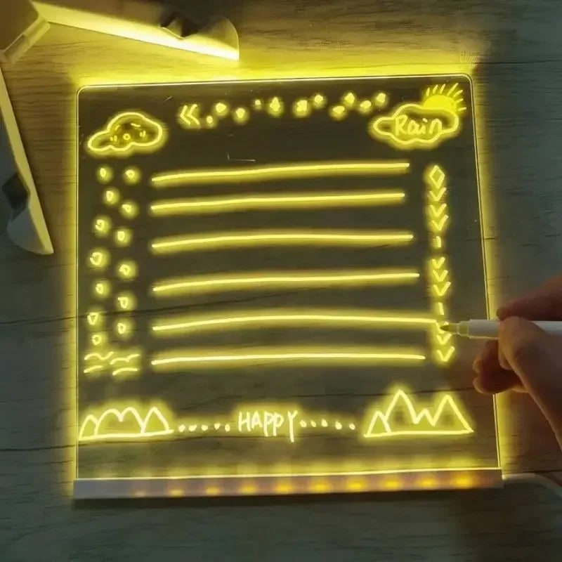 Tablica do Rysowania LED Suchościeralna z Stojakiem i Zasilaniem USB dla Dzieci Akrylowa