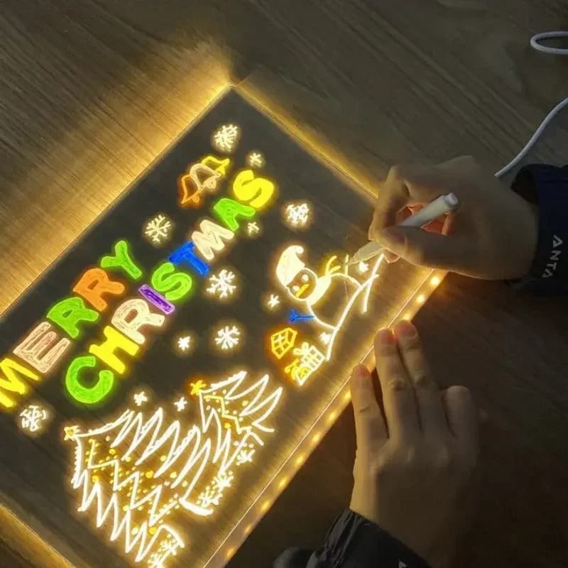 Tablica do Rysowania LED Suchościeralna z Stojakiem i Zasilaniem USB dla Dzieci Akrylowa