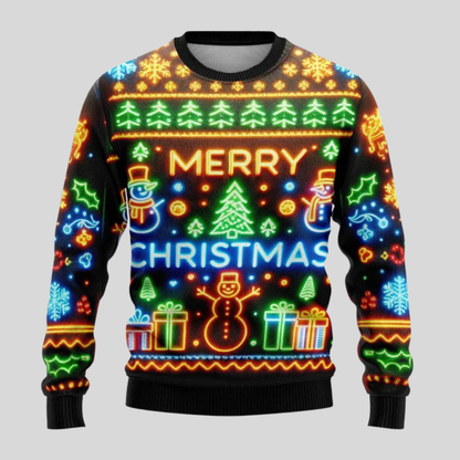 Uniseksowy neonowy sweter świąteczny