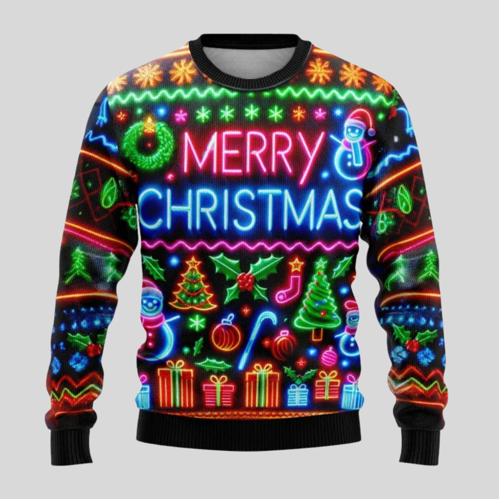 Uniseksowy neonowy sweter świąteczny
