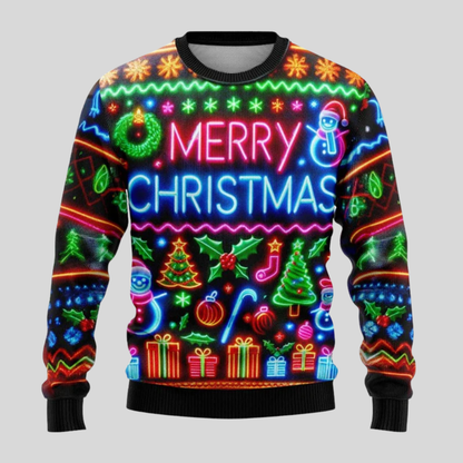 Uniseksowy neonowy sweter świąteczny