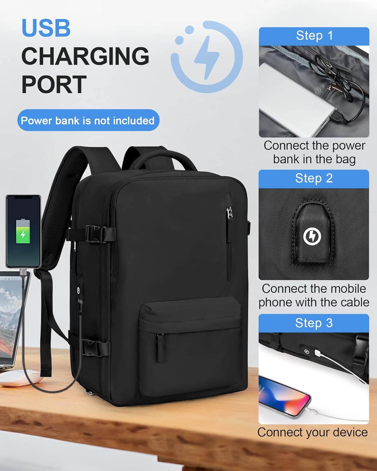 Unisex Torba na Laptopa z Wieloma Komorami i Paskiem