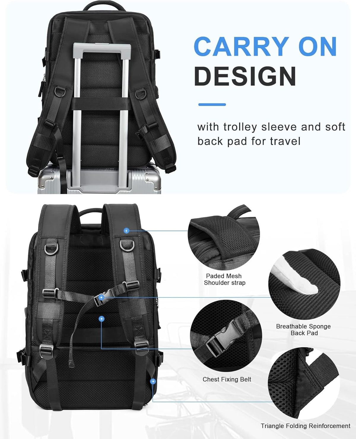 Unisex Torba na Laptopa z Wieloma Komorami i Paskiem
