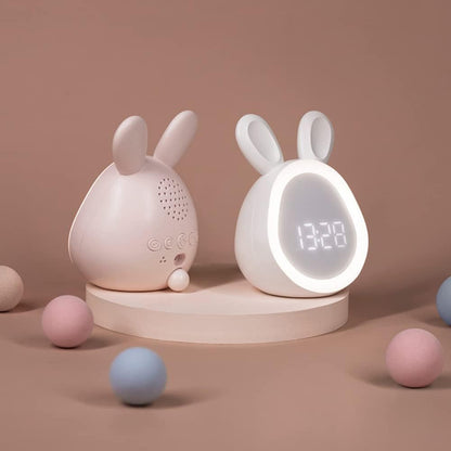 Uroczy LED zegar królik z lampką - idealny dla dzieci