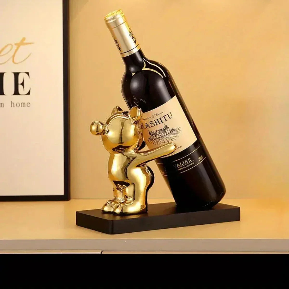 Uroczy Stojak na Wino Miś - Stylowa Dekoracja Domu