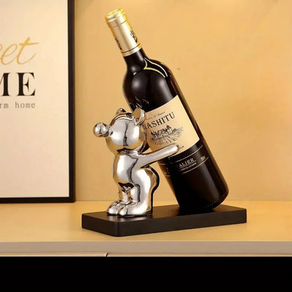 Uroczy Stojak na Wino Miś - Stylowa Dekoracja Domu