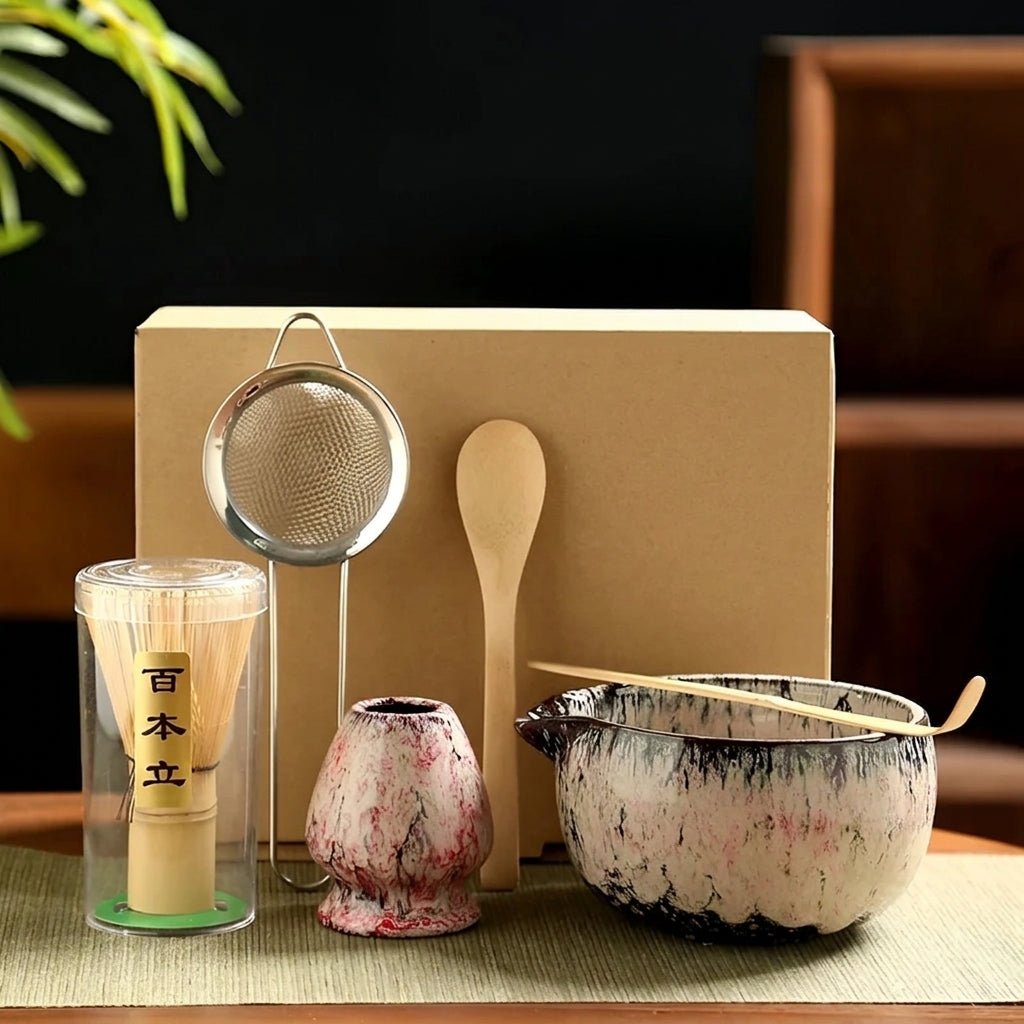 Zestaw do matchy 6 elementów - ceramiczna czarka i miotełka