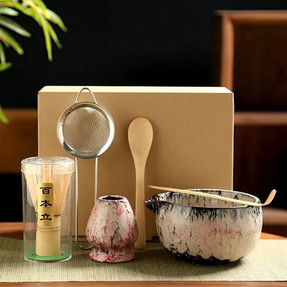 Zestaw do matchy 6 elementów - ceramiczna czarka i miotełka