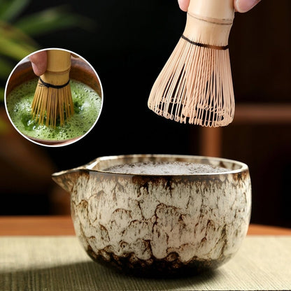 Zestaw do matchy 6 elementów - ceramiczna czarka i miotełka